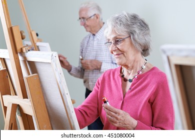 Seniors Attending Painting Class Together