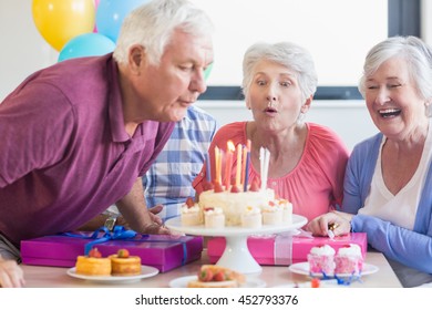 Seniors Celebrating Birthday Retirement Home Stock Photo (Edit Now ...