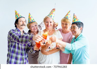 Group Seniors Celebrating Birthday Retirement House Stock Photo (Edit ...