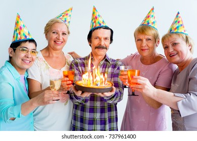 Group Seniors Celebrating Birthday Retirement House Stock Photo (Edit ...