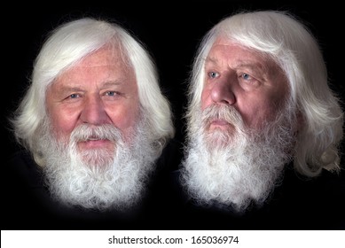  Seniors twins -happy elderly brothers with full beard