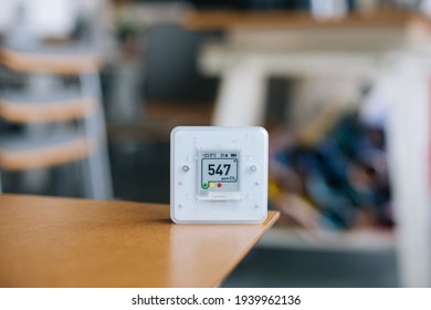 CO₂ Sensor Monitor. Indoor Air Quality Sensor. Healthy Work Environment. Work From Home. Control Proper Ventilation In Your Levels Airflow In The Room. Carbon Dioxide Levels And Airflow. Smart Home