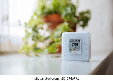 CO₂ Sensor Monitor. Indoor Air Quality Sensor. Healthy Work Environment. Work From Home. Control Proper Ventilation In Your Levels Airflow In The Room. Carbon Dioxide Levels And Airflow. Smart Home