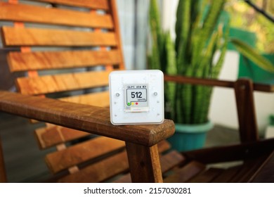 CO₂ Sensor Monitor. Indoor Air Quality Sensor. Healthy Work Environment. Work From Home. Control Proper Ventilation In Your Levels Airflow In The Room. Carbon Dioxide Levels And Airflow. Smart Home