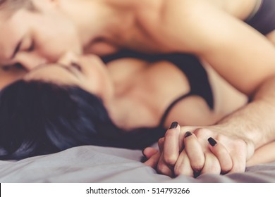 Couple Kissing In Bed Images Stock Photos Vectors