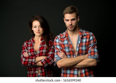 Sensual Couple. Happy Valentines Day. Love And Romance. Man And Girl Romantic Date. Couple In Love. Sexy Couple Checkered Shirts Copy Space. True Feelings. Family Look. Matching Outfits. Clothes Shop.