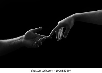 Sensual Hand Couple. Giving A Helping Hand. Solidarity, Compassion, And Charity Rescue