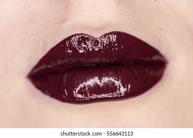 Sensual Lips With Burgundy Liquid Lipstick