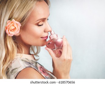 Sensual Tender Delicate Young Woman Portrait With Fragrance, Enjoyment Concept On Vintage Background