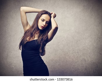 Sensual Woman On Gray Background Stock Photo Shutterstock