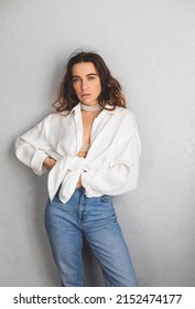 formal white shirt with blue jeans