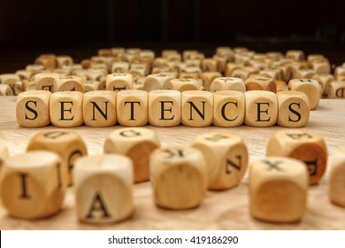 Sentences Word Written On Wood Block