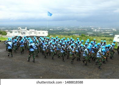 Sentul, West Java, Indonesia - April 6th, 2013: Indonesia's UN Peacekeeper Troops