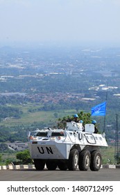 Sentul, West Java, Indonesia - May 18th, 2011: Indonesia's UN Peacekeeper Troops With The White Battle Tank