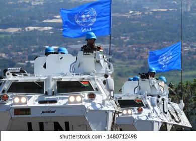 Sentul, West Java, Indonesia - May 18th, 2011: Indonesia's UN Peacekeeper Troops With The White Battle Tank