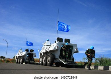 Sentul, West Java, Indonesia - May 18th, 2011: Indonesia's UN Peacekeeper Troops With The Battle Tank