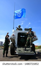 Sentul, West Java, Indonesia - May 18th, 2011: Indonesia's UN Peacekeeper Troops With The Battle Tank