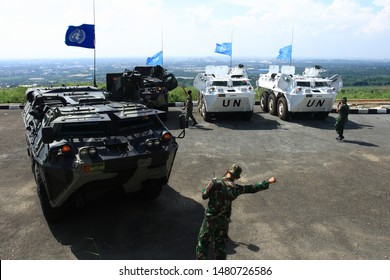 Sentul, West Java, Indonesia - May 18th, 2011: Indonesia's UN Peacekeeper Troops With The Battle Tank