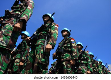 Sentul, West Java, Indonesia - May 18th, 2011: Indonesia's UN Peacekeeper Troops