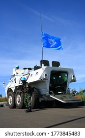 Sentul, West Java, Indonesia - May 18th, 2011: Indonesia's UN Peacekeeper Troops With The Battle Tank