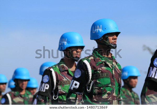Sentul, West Java, Indonesia - May 18th, 2011:\
Indonesia\'s UN Peacekeeper\
troops