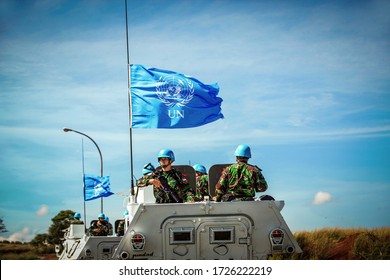 Sentul, West Java/Indonesia - May 18th, 2011: Indonesia's UN Peacekeeping Force  With The UN Flag 