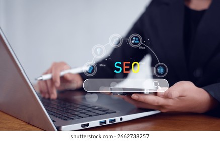 SEO, Data Search Technology, Search Engine Optimization searching for information. Using Search Console with your website. Finding data.