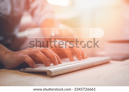 SEO, Data Search Technology Search Engine Optimization. businessman using a computer keyboard to Searching for information. Using Search Console with your website, internet networking concept