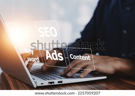 SEO Search Engine Analysis, SEO Search Engine Optimization concept with laptop computer. ranking traffic on website, internet technology for business company.