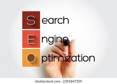 SEO Search engine optimization acronym - process of improving the quality and quantity of website traffic to a website or a web page from search engines, business concept background