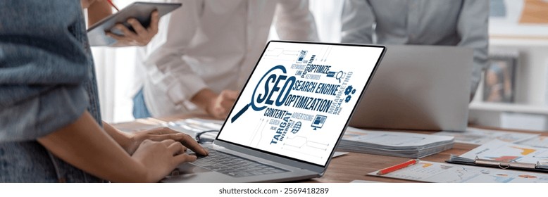 SEO search engine optimization for brisk e-commerce and online retail business showing on computer screen