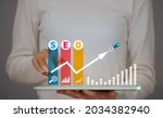 SEO Search Engine Optimization, concept for promoting  ranking traffic on website,  optimizing your website to rank in search engines or SEO.