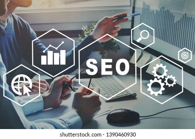 SEO Search Engine Optimization Concept, Ranking Traffic On Website, Internet Technology For Business Company