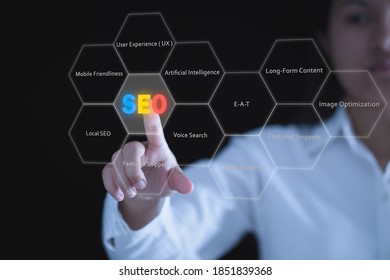 SEO. Search Engine optimization. concept for promoting website traffic, ranking, optimizing your website to rank in search engines or SEO.