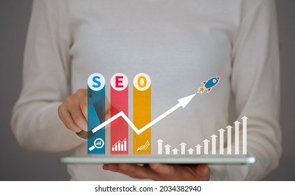 SEO Search Engine Optimization, concept for promoting  ranking traffic on website,  optimizing your website to rank in search engines or SEO.
