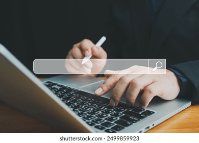 SEO search engine optimization concept, use internet for information and browsing information network concept