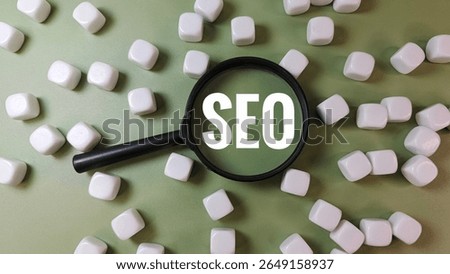 SEO Search Engine Optimization Concept with Keywords, Rankings, Website Traffic, and Digital Marketing Strategy for Online Visibility and Growth. 