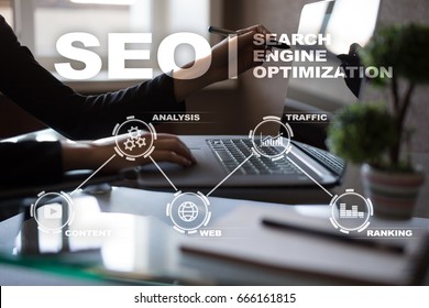 SEO. Search Engine optimization. Digital online marketing andInetrmet technology concept. 