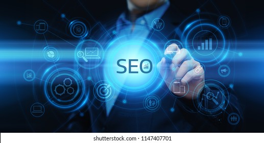 SEO Search Engine Optimization Marketing Ranking Traffic Website Internet Business Technology Concept.