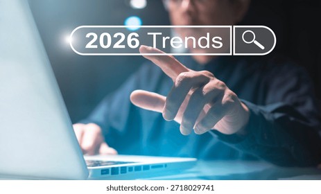 SEO, Search Engine Optimization. men using laptop for searching the business trend for new year 2026., internet browsing. data search technology. success business with technology.