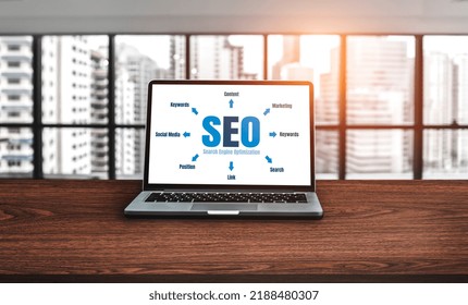 SEO search engine optimization for modish e-commerce and online retail business showing on computer screen
