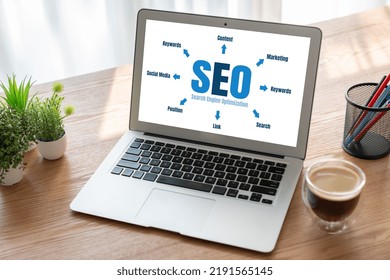 SEO search engine optimization for modish e-commerce and online retail business showing on computer screen