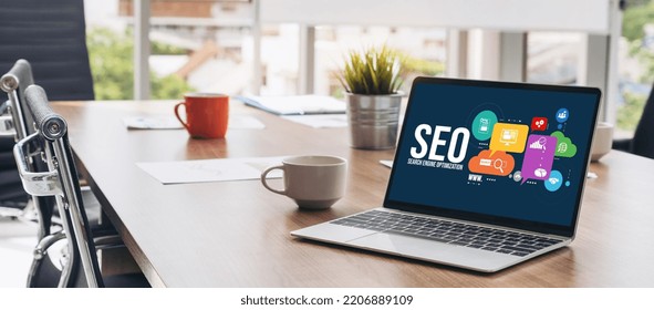SEO search engine optimization for modish e-commerce and online retail business showing on computer screen