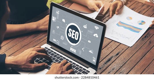 SEO search engine optimization for modish e-commerce and online retail business showing on computer screen