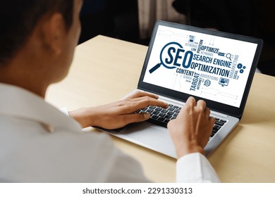 SEO search engine optimization for modish e-commerce and online retail business showing on computer screen