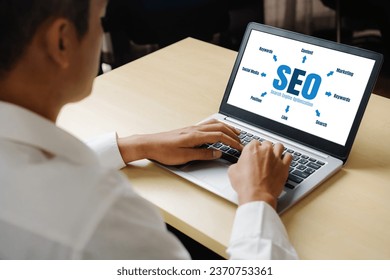 SEO search engine optimization for modish e-commerce and online retail business showing on computer screen