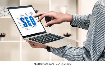 SEO search engine optimization for modish e-commerce and online retail business showing on computer screen