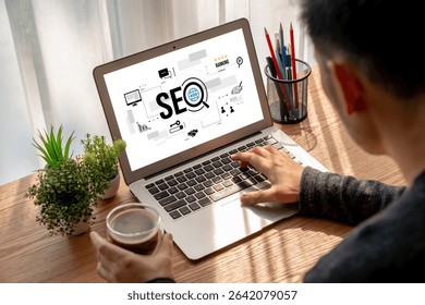 SEO search engine optimization for modish e-commerce and online retail business showing on computer screen