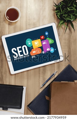 SEO search engine optimization for modish e-commerce and online retail business showing on computer screen