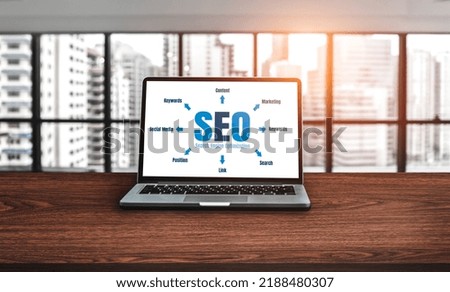 SEO search engine optimization for modish e-commerce and online retail business showing on computer screen